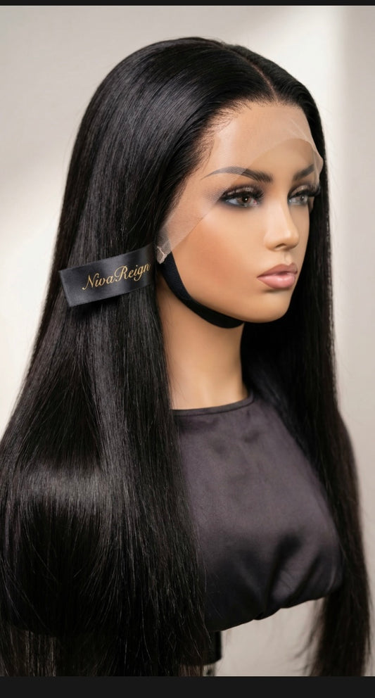 Straight sleek black wig