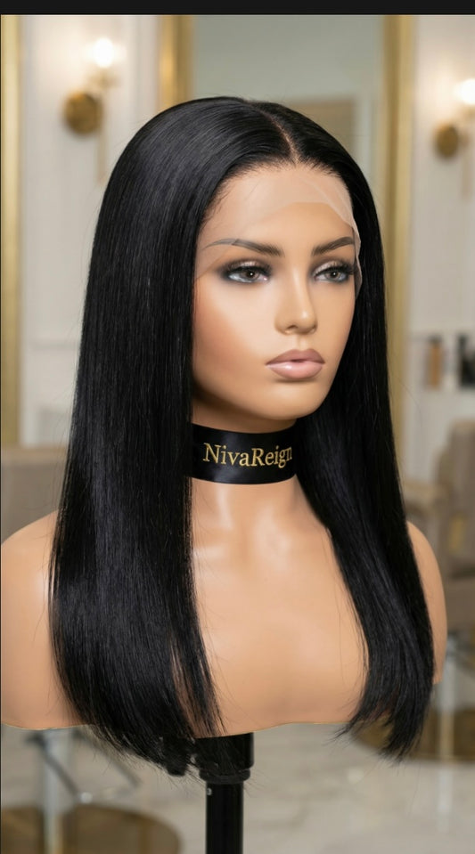 13x6 straight black bob wig 